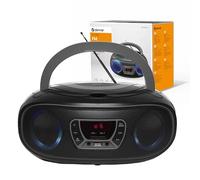 Denver Electronics TCL-212BT GREY reproductor de CD Reproductor de CD portátil Negro, Gris - Unidad de CD (4 W, FM, Externo, Reproductor de CD portátil, Negro, Gris, 3,5 mm)