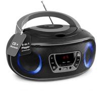 Denver Electronics TCL-212BT GREY reproductor de CD Reproductor de CD portátil Negro, Gris - Unidad de CD (4 W, FM, Externo, Reproductor de CD portátil, Negro, Gris, 3,5 mm)