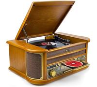 Denver Equipo de Música Retro con Tocadiscos, CD y Casete | Equipo de música retro: tocadiscos 33/45/78 RPM, CD, casete, AM/FM, USB, AUX y altavoces 2 × 2,5 W RMS