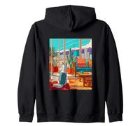 Denver Husky Perro Ciudad Horizonte Retro Arte Sudadera con Capucha