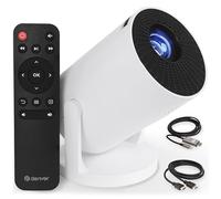 DENVER Mini proyector PR-1500, proyector LED con 120 lúmenes ANSI, compatible con HD 720p, HDMI, USB y Bluetooth, proyector de cine en casa portátil de hasta 120 pulgadas, proyector de vídeo compacto