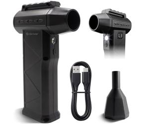 Denver Mini Soplador de Aire Potente, Batería 6000 mAh, 110000 RPM, USB C | Soplador de aire potente, 110000 RPM, Batería 6000 mAh, USB C, Luz LED, 2 boquillas, Pantalla de batería