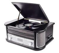 Denver MRD-51 Cadena Musical Retro Negro, Tocadiscos, CD, Casete, Dab+/FM, USB, grabación a USB, Altavoces Integrados