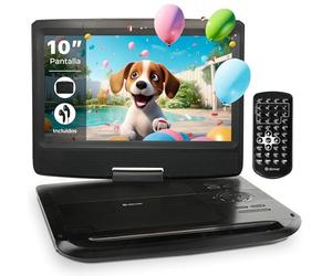 Denver MT-1097 Reproductor DVD portátil 10”, USB, batería hasta 2 h, adaptador de coche, bolsa de montaje y mando incluidos