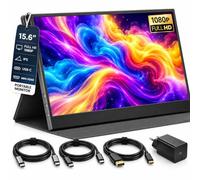 Denver PMO-15604 Monitor Portátil 15,6" Full HD IPS, Negro | USB-C, Mini HDMI, Altavoz Integrado, Funda Soporte