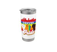 Denver Pride Rainbow Gay Pride Flag Funny LGBT Vaso térmico de acero inoxidable de doble pared