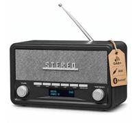 Denver Radio Dab+ Bluetooth con FM, AUX y Despertador, Gris Oscuro | DAB+/FM, Bluetooth 5.0, AUX, pantalla LCD, despertador, 2 × 2 W y corriente o 4 pilas C
