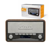 Denver Radio Dab+ Bluetooth con FM, AUX y Despertador, Madera | DAB+/FM, Bluetooth 5.0, AUX, pantalla LCD, despertador, 2 × 2 W y corriente o 4 pilas C