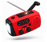 Denver Radio Portátil Recargable, Radio Solar de Emergencia con Manivela