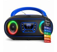 Denver TDB-212 Boombox Dab+ Bluetooth Azul, Lector CD, Radio Dab+/FM, USB MP3, AUX, Toma de Auriculares