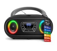 Denver TDB-212 Boombox Dab+ Bluetooth Gris, Lector CD, Radio Dab+/FM, USB MP3, AUX, Toma de Auriculares