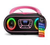 Denver TDB-212 Boombox Dab+ Bluetooth Rosa, Lector CD, Radio Dab+/FM, USB MP3, AUX, Toma de Auriculares