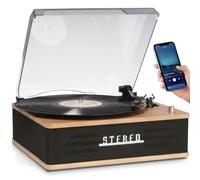 Denver VPB-262LW - Tocadiscos Bluetooth (aspecto de madera) | 33/45/78 rpm, parada automática, salida RCA, pastilla de cerámica, aguja rubí, cubierta antipolvo