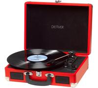 Denver Tocadiscos VPL-120 3 velocidades, maleta, 2 altavoces estéreo, grabación, autostop, rojo