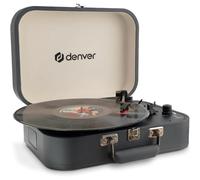 Denver VPL-130 Tocadiscos Retro Gris Oscuro, 3 velocidades, Altavoces Integrados, Salida de Audio, Parada automática