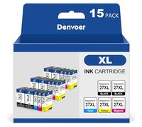 Denvoer 27XL Cartuchos de Tinta compatibles con Epson 27 27XL Multipack para Espon Workforce WF-7210 WF-7610 WF-7720 WF-7710 WF-7620 WF-7715 WF-7110 WF-3640 (6 Negro, 3 Cian, 3 Magenta,3 Amarillo)