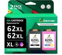 Denvoer 62XL Cartuchos remanufacturados Negro y Color Recambio para HP 62