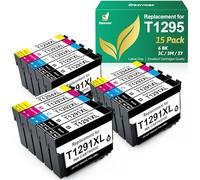 Denvoer Compatible para T1295 Multipack para T1291-T1294 Tinta para Epson SX235W Tinta para Epson Stylus SX420W Compatible para Epson SX425W SX435W BX535FWD BX635FWD WF-3520DWF WF-7515 WF-7525 15-Pack