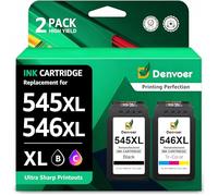 Denvoer PG-545XL CL-546XL Cartuchos de Tinta Remanufacturado para Canon 545 546 XL para Pixma TS3350 TS3150 TS3450 TS3351 MG2550S MG2550 MG2950 TR4650 TR4550 TR4551 MX495 (Negra y Color)