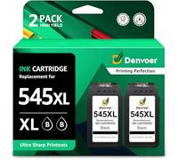 Denvoer PG-545XL Negro Cartuchos de Tinta Remanufacturado para Canon 545 XL PG545 XL Compatible Canon Pixma TS3350 TS3450 TS3150 MG2950 TS3452 TR4650 TS3351 TR4550 TR4551 TR4651 MX495 (2 Negros)
