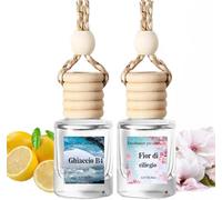 Deodorante per auto appeso, diffusore di oli essenziali per auto, deodorante per auto durevole, deodorante per auto per donne (Ghiaccio nero + Ciliegio)