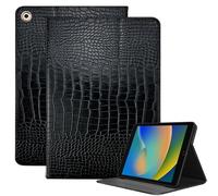 Deokke Funda de piel de alta calidad compatible con iPad de 10.2 pulgadas de 9ª/8ª/7ª generación (2021/2020/2019) con parte trasera dura de cocodrilo, funda de lujo retro de apagado y encendido