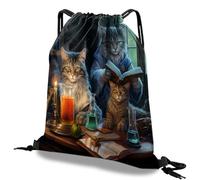 Deokke Mochila con cordón impermeable para deportes, gimnasio, playa, viajes, bonita mochila estética para hombres y mujeres (13 x 17 pulgadas), S-6-cat, Talla única, Patrón
