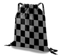 Deokke Mochila con cordón impermeable para deportes, gimnasio, playa, viajes, bonita mochila estética para hombres y mujeres (13 x 17 pulgadas), S-12-negro gris, Talla única, Patrón