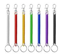 Deolven Cuerda de Pesca,7 Pack Llavero Espiral Elástico Multicolores Llaveros Plástico con Muelle Retráctil Alambre de Cuerda de Seguridad para Llaves Alicates Antorcha Trabajo Escolar 7 Colores