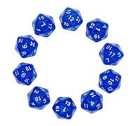 Deolven Dados Poliédricos - 10 Piezas Azules Transparentes de 20 Caras para Dungeons & Dragons, DND, RPG, MTG - D20 Claros para Juegos de Mesa
