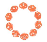 Deolven Poliédrico Dados, 10 Pieza 10 Caras Dado para Dungeons & Dragons Dragones y Mazmorras D10 Dados para Mesa de Cartas DND RPG MTG 20mm Naranja Transparente