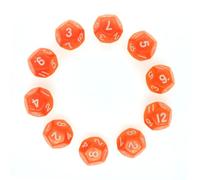Deolven Poliédrico Dados, 10 Pieza Naranja Transparente 12 Caras Dados para Dungeons & Dragons Dragones y Mazmorras, Claro D12 Dados para Mesa de Cartas DND RPG MTG,SZ010-12Sided-TTOG