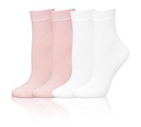 DeoMed Calcetines infantiles exclusivos antibacterianos y antifúngicos, KidDeo, 4 pares, rosa y blanco, 33-35