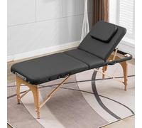 DEOPXF Cama de Masaje Altura Ajustable Plegable Patas de Madera Maciza Cable de Acero Cama de Terapia Fácil de Transportar Tacto Delicado(Negro,70cm)