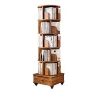 DEOPXF Estantería Giratoria Rotación de 360 Grados Deflector Anticaídas Estructura Estable Estantería de Esquina Rueda Universal Silenciosa(Walnut,173cm)