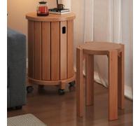 DEOPXF Juego de 4 Taburetes Apilables de Madera Maciza Resistentes Y Duraderos Apilables para Ahorrar Espacio Aptos para Cocina Dormitorio Sala de Estar Etc(Cherry,車輪あり)