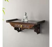 DEOPXF Mesa de Ofrenda de Oración de Bambú Retráctil Motivos de Nubes Auspiciosos Tallados A Mano Ganchos Chapados En Oro Gran Capacidad Alta Capacidad de Carga(Ebony,40cm)