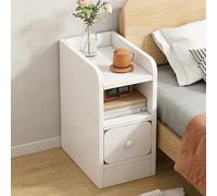 DEOPXF Mesita De Noche con Cajones Almacenaje Práctico Ahorro De Espacio Levante La Valla Esquinas Redondeadas Antipolvo Y Limpieza Fácil(Warm White Single-Drawer 40CM)