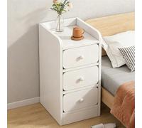 DEOPXF Mesita De Noche con Cajones Almacenaje Práctico Ahorro De Espacio Levante La Valla Esquinas Redondeadas Antipolvo Y Limpieza Fácil(Warm White Triple-Drawer 30CM)