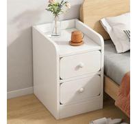DEOPXF Mesita De Noche con Cajones Almacenaje Práctico Ahorro De Espacio Levante La Valla Esquinas Redondeadas Antipolvo Y Limpieza Fácil(Warm White Double-Drawer 20CM)