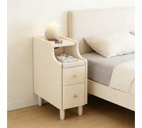 DEOPXF Mesita De Noche De Madera Maciza Estructura Sólida No Se Tambalea Superficie Lisa Fácil De Limpiar Almacenamiento por Capas De Gran Capacidad(Ivory,20x40x50cm)