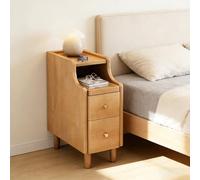 DEOPXF Mesita De Noche De Madera Maciza Estructura Sólida No Se Tambalea Superficie Lisa Fácil De Limpiar Almacenamiento por Capas De Gran Capacidad(Natural Wood,20x40x50cm)