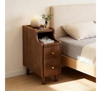 DEOPXF Mesita De Noche De Madera Maciza Estructura Sólida No Se Tambalea Superficie Lisa Fácil De Limpiar Almacenamiento por Capas De Gran Capacidad(Walnut,20x40x50cm)