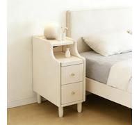 DEOPXF Mesita De Noche De Madera Maciza Estructura Sólida No Se Tambalea Superficie Lisa Fácil De Limpiar Almacenamiento por Capas De Gran Capacidad(Blanco,30x40x50cm)