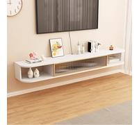 DEOPXF Mueble TV Suspendido Puerta de Vidrio Mesa Tele de Pared Marco de Puerta de Aleación de Aluminio Puerta de Gabinete Abatible Inferior(B,160cm)