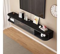 DEOPXF Mueble TV Suspendido Puerta de Vidrio Mesa Tele de Pared Marco de Puerta de Aleación de Aluminio Puerta de Gabinete Abatible Inferior(E,160cm)