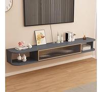 DEOPXF Mueble TV Suspendido Puerta de Vidrio Mesa Tele de Pared Marco de Puerta de Aleación de Aluminio Puerta de Gabinete Abatible Inferior(D,160cm)