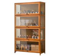 DEOPXF Vitrinas Expositoras Material de Bambú Puerta Transparente Abatible Vitrinas de Colección Sellado y a Prueba de Polvo Almacenamiento Multicapa(Four Floors,70cm)