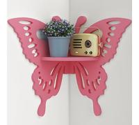 Deor - Estante esquinero flotante de mariposa para habitación de niños, pequeño y bonito estante decorativo montado en la pared, estante hueco colgante rosa para almacenamiento de juguetes, plantas y