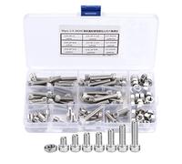 Deosdum Juego de Tornillos de Cabeza Hexagonal, Acero Inoxidable 304 | Resistente al óxido, organizado en estuche de almacenamiento, 6 tamaños incluidos, ideal para reparadores
